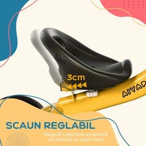 AIYAPLAY Tricicletă pentru Copii 2-5 Ani cu Scaun Reglabil și Coș Galben | Aosom Romania