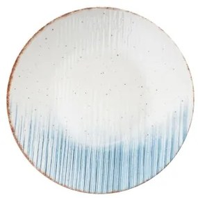 Set de veselă 24 de piese din porțelan, alb/albastru