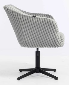 HR832CROSS Scaun Gri Teddy Cord cu Bază Neagră