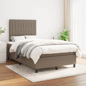 3141925 vidaXL Pat box spring cu saltea, gri taupe, 120x200 cm, textil