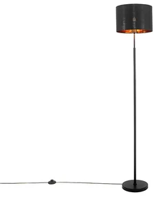 Lampa de podea moderna neagra cu auriu rotund - VT