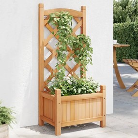 vidaXL Jardinieră cu spalier, maro, lemn masiv de brad