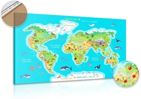 Tablou pe plută harta lumii geografică pentru copii