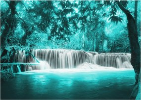 Tablou pe sticlă - Cascada albastră (70x50 cm)