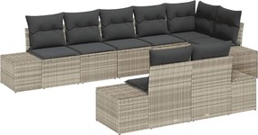 vidaXL Set de canapele pentru grădină 8 pcs Gri deschis Rattan poli