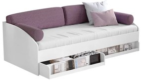 Pat cu 2 sertare si 4 perne, pentru copii Daybed Alb, 200 x 90 cm