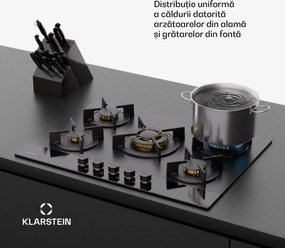 Klarstein Goldflame Nano plită pe gaz, 5 arzătoare din alamă, Strat Nano, GPL/gaz natural
