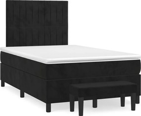 vidaXL Pat box spring cu saltea, negru, 120x200 cm, catifea