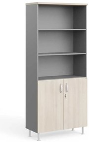 Dulap înalt Manager LUX 90 x 43 x 207,4 cm, salcâm deschis / gri