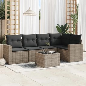 3218930 vidaXL Set mobilier grădină cu perne, 6 piese, gri, poliratan