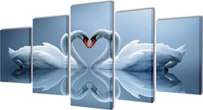 vidaXL Set tablouri din pânză cu imprimeu lebădă, 200 x 100 cm