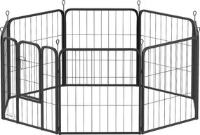 PawHut Parc pentru câini împrejmuire câini 8 panouri modulabil și pliabil oțel cu ușă pentru cățeluș interior exterior 60 cm negru | Aosom Romania