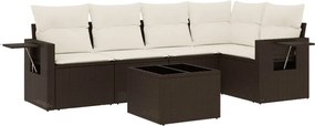 vidaXL Set canapele de grădină cu perne, 6 piese, maro, poliratan