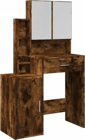 vidaXL Masă de toaletă cu dulap, stejar fumuriu, 80x35x132 cm