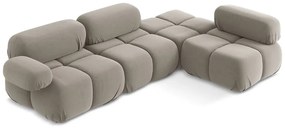 Colțar modular bej cu tapițerie din catifea (cu colț pe partea dreaptă) Lokua – Makamii