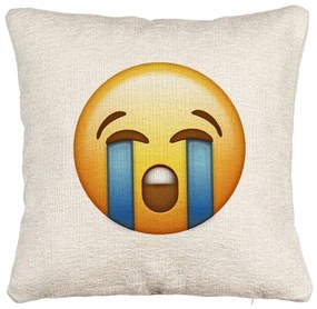 Perna Decorativa Canapea, Model Emoji Cry, 40x40 cm, Cu fermoar