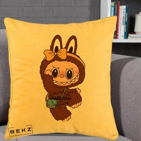 Perna Personalizata Kabuda Maro cu Funda Aurie, 40x40 cm, Galben, Husa Detasabila, Perna Inclusa, BEKZ®