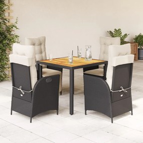 vidaXL Set mobilier de grădină cu perne, 5 piese, negru, poliratan