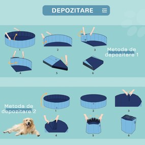 PawHut Piscină Pliabilă PVC pentru Câini, Ușor de Asamblat și Depozitat, Albastru, 140x30cm | Aosom Romania