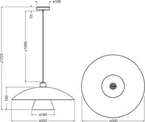 Osram - Pendul cu cablu DECOR FLYING MUSHROOM 1xE27/25W/230V, Ø 50 cm, negru