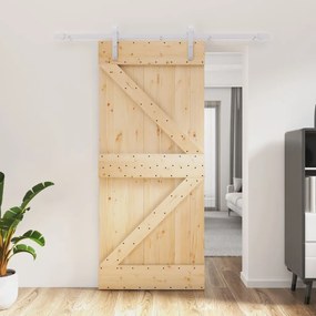 vidaXL Ușă glisantă cu set feronerie, 90x210 cm, lemn masiv de pin