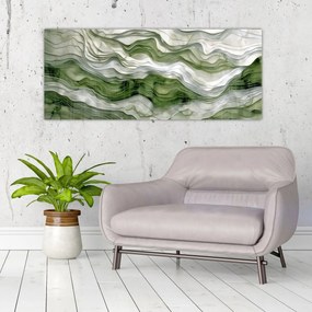 Tablou - Undele verzi și albe (120x50 cm)