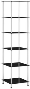 vidaXL Raft cu 6 niveluri, negru, 40 x 40 x 160 cm, sticlă securizată