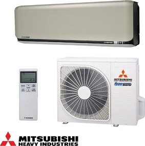 Aparat de aer conditionat cu invertor Mitsubishi Heavy Industries SRK25ZSX-WFT + SRC25ZSX-W, 9000 BTU, 20 m², Wi-Fi, R-32, Bej/Negru