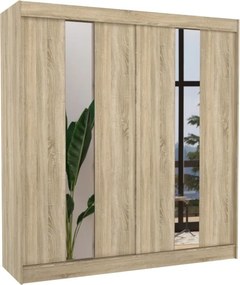 Dulap cu usi glisante si oglinda 200x215 cm, Balton, ADRK Furniture (Culoare: Negru)