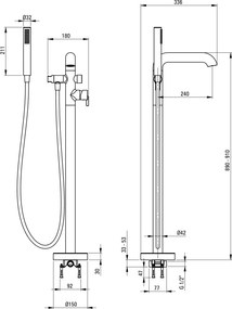 Silia Baterie pentru cadă, de sine stătător, cu set de duș Finisaj: Crom BQS_017M
