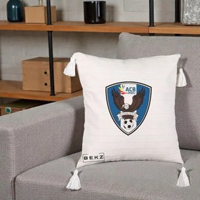 Perna Personalizata ACB Ineu Fotbal, 40x40 cm, Bej cu Franjuri, Husa Detasabila, Perna Inclusa, BEKZ®