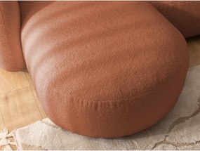 Colțar teracotă cu tapițerie din țesătură bouclé (cu colț pe partea stângă/cu șezlong) Orbit – Ropez