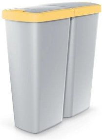 Coș de gunoi DUO gri, 50 l, galben/gri
