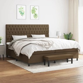 vidaXL Pat box spring cu saltea, maro închis, 200x200 cm, textil