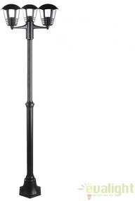 Stalp de exterior clasic negru cu 3 brate, inaltime 190cm, IP44 Marseille 8569 RX