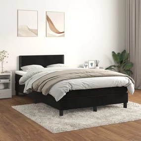 vidaXL Pat box spring cu saltea, negru, 120x200 cm, catifea