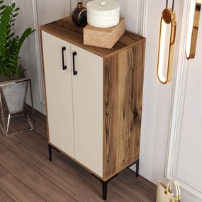 Comodă pentru pantofi Prag - Walnut, Cream