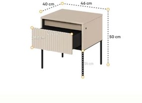 Noptiera 1 sertar, LED, bej, Moody
