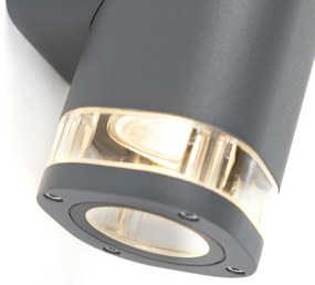 Lampă modernă de perete pentru exterior pătrată cu 2 lumini gri închis - Fox