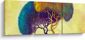 Tablou - Copaci în deal (cu ceas) (90x30 cm)
