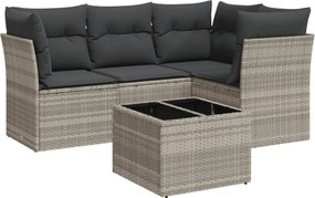 vidaXL Set canapele de grădină cu perne, 5 piese gri deschis poliratan