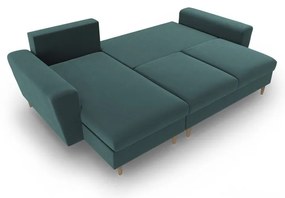 Colțar petrol extensibil, cu spațiu de depozitare cu tapițerie din catifea Kyoto – Cosmopolitan Design