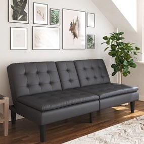 Canapea gri extensibilă cu tapițerie din imitație de piele 191 cm Maine – Støraa