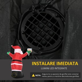 Mos Craciun gonflabil cu lumini LED albe, decor de Craciun pentru exterior si interior cu umflator inclus, 170x112x250 cm Outsunny | Aosom RO