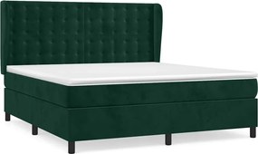 vidaXL Pat box spring cu saltea, verde închis, 160x200 cm, catifea