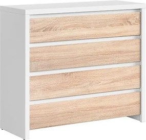 Comoda KASPIAN KOM4S, alb/stejar sonoma, PAL, 105x41x92 cm
