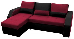 Coltar extensibil Madrid, 226x145x79 cm, 2 lazi depozitare, Reversibil, Rosu/Negru