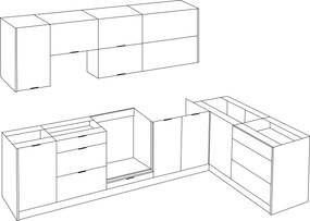 Mobilier de bucătărie universal colţar, 300x180, stejar artizan/negru, NOLDIC