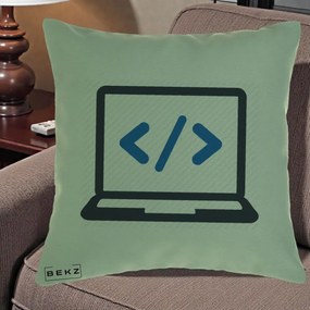 Perna Personalizata Laptop Cod HTML, 40x40 cm, Verde, Husa Detasabila, Perna Inclusa, BEKZ®