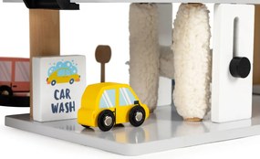 Garaj mare din lemn cu lift pentru mașini spălătorie auto cu elicopter